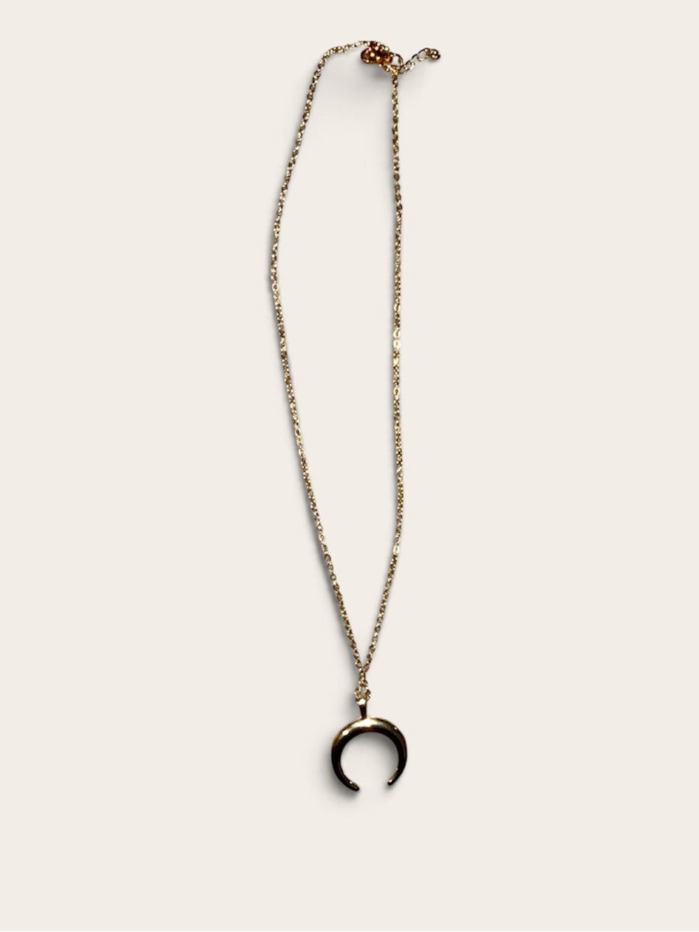 Gold Tone Crescent Pendant Necklace